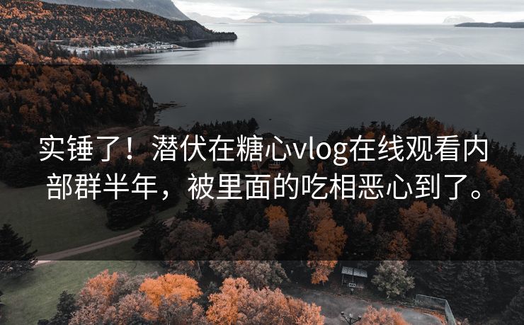 实锤了！潜伏在糖心vlog在线观看内部群半年，被里面的吃相恶心到了。